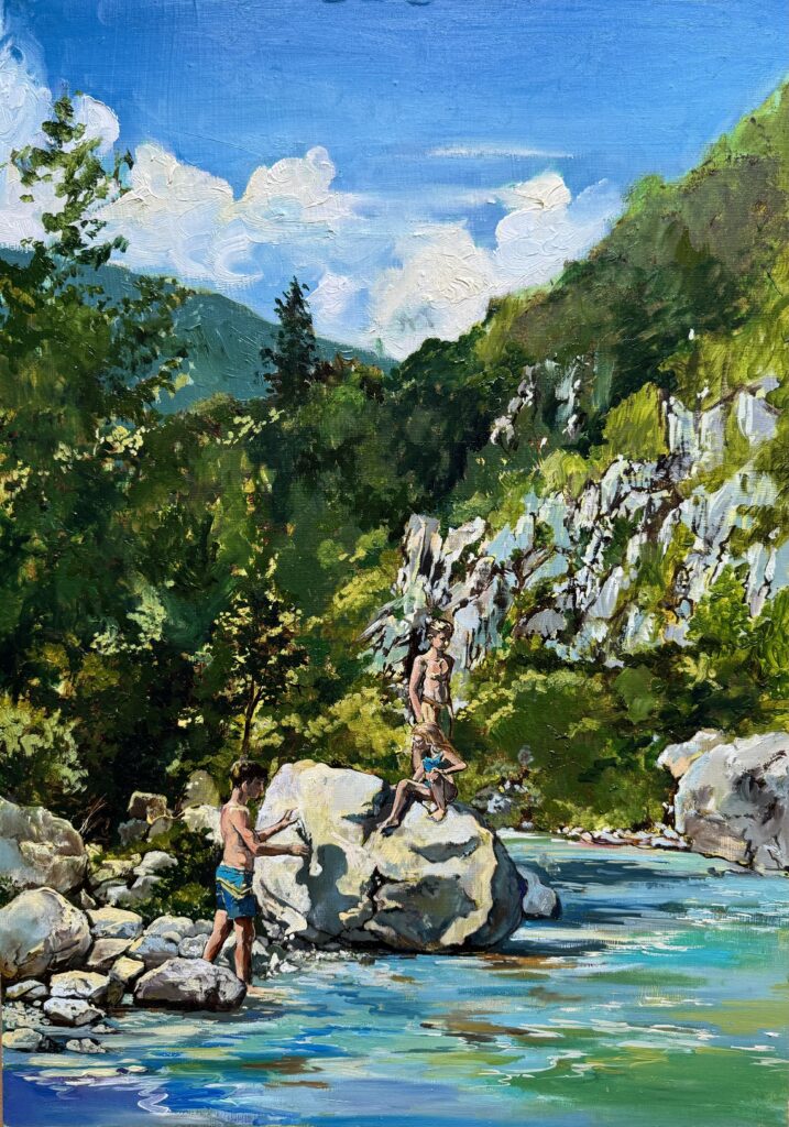 Ölbild Soca Baden in der Soca